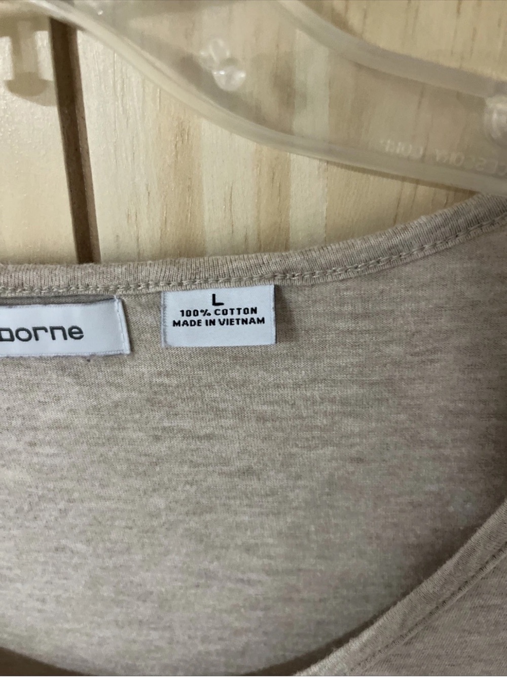 Liz Claiborne Beige and White Striped Scoop Neck 3/4 Sleeve Top - Picture 3 of 10